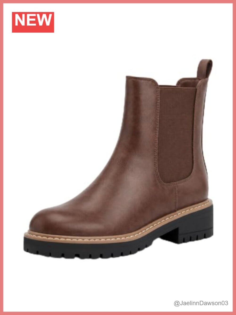 Chelsea Ankle Boots Faux Leather Slip On Chunky Lug Sole Booties